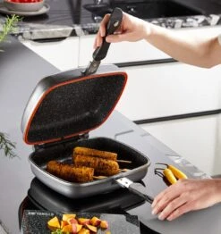 Herenthal Dubbele Grillpan - Ø 28 Cm - Koekenpan - Keramische Pan - Marmeren Coating Met Antiaanbaklaag - PFAS & PFOA Vrij - Pan - Grill - Vermindert Geur, Rook En Oliespatten - Zilver -Tefal Shop 1132x1200 1