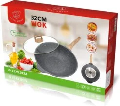 Royal Swiss Marble Coating Wokpan - Met Glazen Deksel - Imitatie Houten Handvat - 32 Cm -Tefal Shop 1200x1058