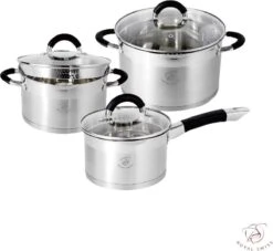 Royal Swiss Pannenset - 6 Delig - RVS - Met Glazen Deksels - Inductie - Met Afgietsysteem - Vaatwasser Bestendig -Tefal Shop 1200x1104 1