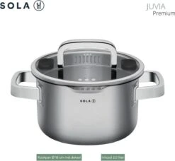 Sola Pannenset Juvia - 4 Delig - Ø 16,16,18,20 Cm - Zilver - RVS - Sandwichbodem -Tefal Shop 1200x1110 1