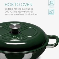 Navaris Gietijzeren Stoofpan Met Deksel- 3,5 Liter Gietijzeren Ovenschaal Van Email - Geschikt Voor Alle Warmtebronnen - Groen -Tefal Shop 1200x1189 2