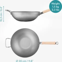 Navaris Grote Wokpan Geschikt Voor Inductie - Koolstofstalen Wok Met Twee Handvaten - Carbon Steel Wok 30 Cm Diameter - Voor Roerbak- En Wokgerechten 10 Navaris Grote Wokpan Geschikt Voor Inductie - Koolstofstalen Wok Met Twee Handvaten - Carbon Steel Wok 30 Cm Diameter - Voor Roerbak- En Wokgerechten -Tefal Shop 1200x1192