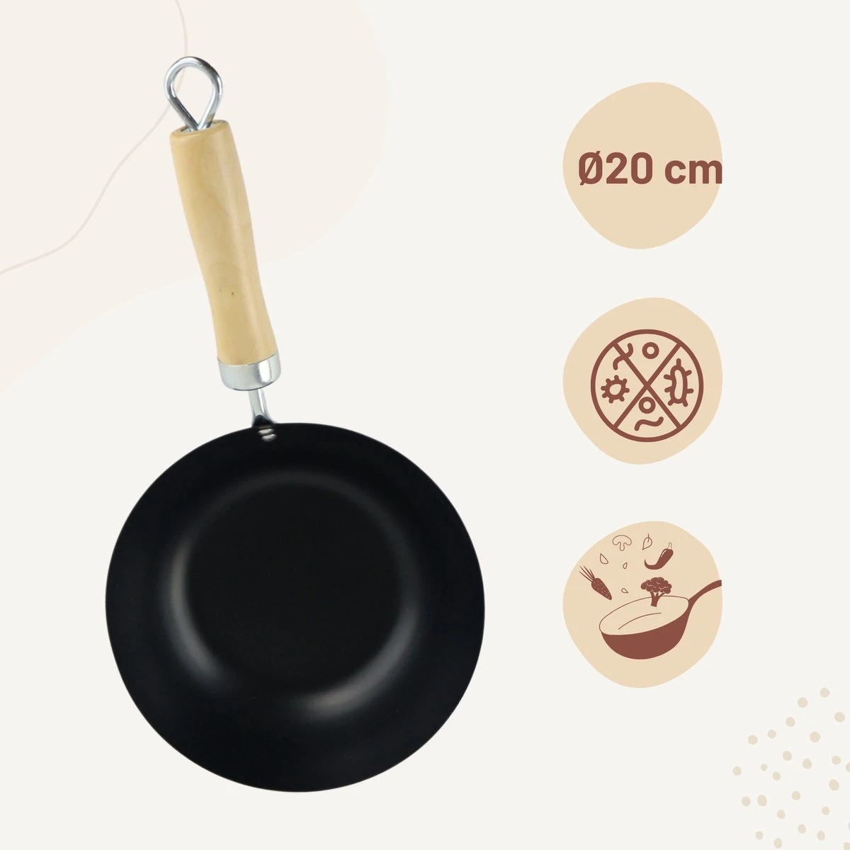 Orange85 Wokpan - Non Stick - Zwart - 20 Cm - Geschikt Voor Gas 5 Orange85 Wokpan - Non Stick - Zwart - 20 Cm - Geschikt Voor Gas - Afbeelding 5