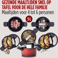 Rosmarino - Snelkookpan Met Glazen Deksel - Zwart - Ø24cm - 5 Liter - 100% PFAS & PFOA Vrij - Aluminium - Pressure Cooker - Non-stick Minerale Coating - Ergonomische Handgrepen - Geschikt Voor Alle Warmtebronnen -Tefal Shop 1200x1200 675