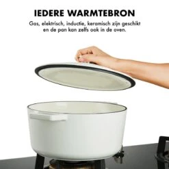 MOA Gietijzeren Braadpan - Inhoud 5,7 Liter - 26CM - Rond - Alle Warmtebronnen - Ook Voor Inductie - Gewicht 5,8 Kg - Wit - C26W -Tefal Shop 1200x1200 809