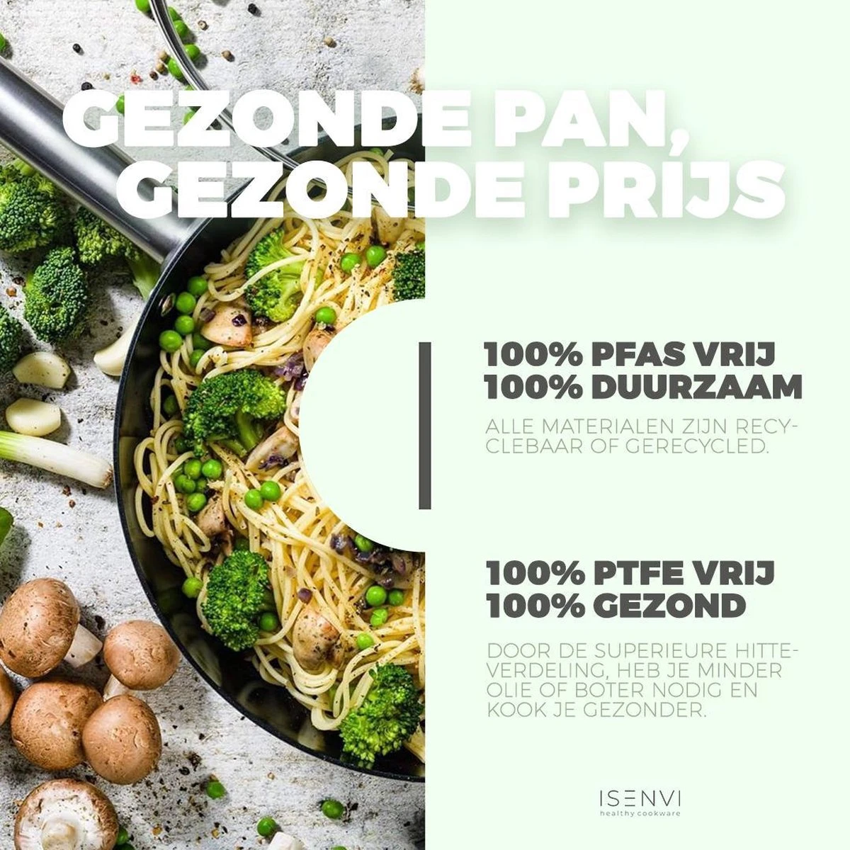 ISENVI Victoria Forged Keramische Wokpan Met Deksel 32CM - RVS Greep 6 ISENVI Victoria Forged Keramische Wokpan Met Deksel 32CM - RVS Greep - Afbeelding 6