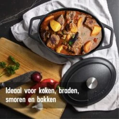 Gietijzeren Braadpan - Sudderpan Zwart Van Daumonet - Ovaal - Ø 29 Cm - 3 Liter - 100% PFAS & PFOA Vrij - Emaille - Geschikt Voor Alle Warmtebronnen - Elektrisch - Gas - Halogeen - Inductie - Keramisch - Vaatwasserbestendig -Tefal Shop 1200x1200 881