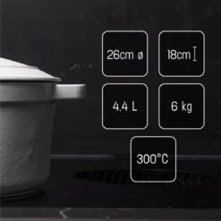 Daumonet Carême Blanc Gietijzeren Braadpan - Sudderpan Wit - Rond - Ø 26 Cm - 4,4 Liter - 100% PFAS & PFOA Vrij - Emaille - Geschikt Voor Alle Warmtebronnen - Elektrisch - Gas - Halogeen - Inductie - Keramisch - Vaatwasserbestendig -Tefal Shop 1200x1200 938