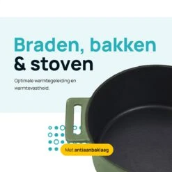 MOA Gietijzeren Braadpan - Inhoud 4,75 Liter - 26CM - Rond - Alle Warmtebronnen - Ook Voor Inductie - Gewicht 5,8 Kg - Olijfgroen - MC26OG -Tefal Shop 1200x1200 957