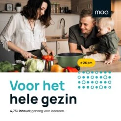 MOA Gietijzeren Braadpan - Inhoud 4,75 Liter - 26CM - Rond - Alle Warmtebronnen - Ook Voor Inductie - Gewicht 5,8 Kg - Olijfgroen - MC26OG -Tefal Shop 1200x1200 960
