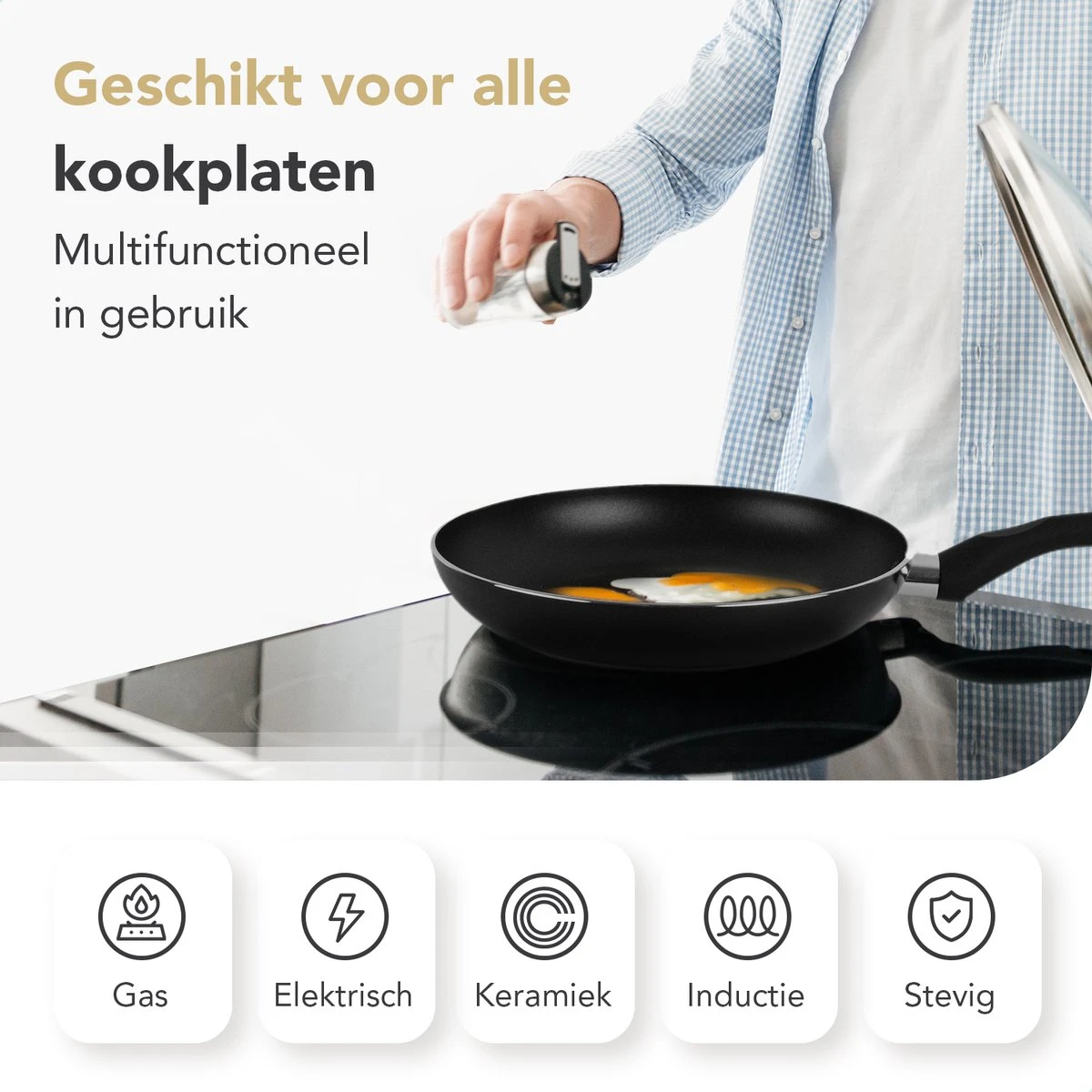 Rochester 18-delige Pannenset Met Deksels - Kookpotten - Koekenpannen Steelpannen - Aluminium - Zwart 2 Rochester 18-delige Pannenset Met Deksels - Kookpotten - Koekenpannen Steelpannen - Aluminium - Zwart - Afbeelding 2