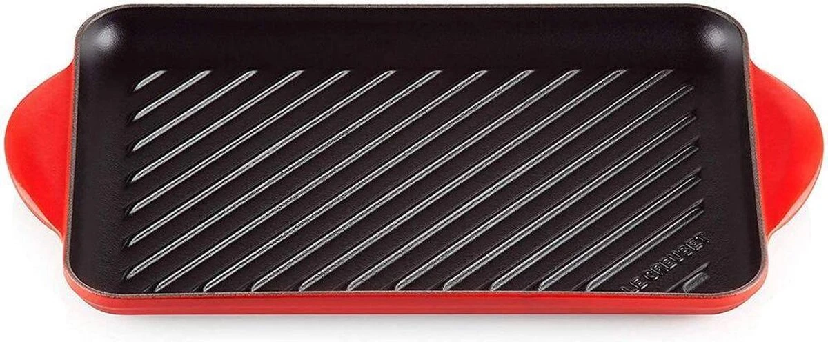 Le Creuset - Gietijzeren Grillplaat - 32x22cm - Kersenrood 1 Le Creuset - Gietijzeren Grillplaat - 32x22cm - Kersenrood