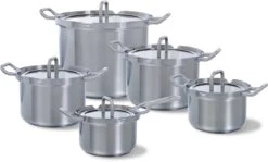 BK Q-linair Master Glas Pannenset - 5-delig - Glazen Deksel - Veilig Afgietsysteem - Inductie