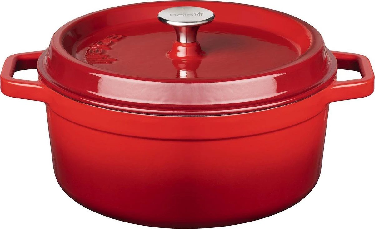 Sola Braadpan Gietijzer - Ø 28 Cm - Oranje/Rood - Gietijzer - Extra Zware Bodem 1 Sola Braadpan Gietijzer - Ø 28 Cm - Oranje/Rood - Gietijzer - Extra Zware Bodem