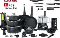 Swiss Pro+ - SWP41D22 - Pannenset 41 Delig - Foodprocessor - Messenblok 8 Delig - Kookgerei Set Met Houder 7 Delig - Starters Pakket - 2022 Serie - Limited Edition -uitzet -Tefal Shop 1200x765 3