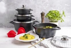 Smile - 8 Delige Pannenset - Antiaanbaklaag - Vaatwasser Bestendig - Geschikt Voor Iedere Kookplaat - MGK-18 - Zwart -Tefal Shop 1200x800 184