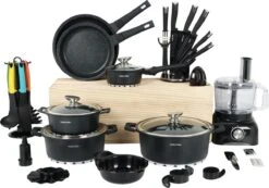 Swiss Pro+ - SWP41D22 - Pannenset 41 Delig - Foodprocessor - Messenblok 8 Delig - Kookgerei Set Met Houder 7 Delig - Starters Pakket - 2022 Serie - Limited Edition -uitzet -Tefal Shop 1200x839 3