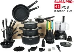 Swiss Pro+ - SWP41D22 - Pannenset 41 Delig - Foodprocessor - Messenblok 8 Delig - Kookgerei Set Met Houder 7 Delig - Starters Pakket - 2022 Serie - Limited Edition -uitzet -Tefal Shop 1200x839 4
