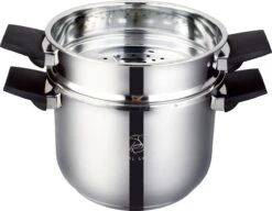 Royal Swiss Snelkookpan / Couscous Pan - 2 In 1 - 10 Liter - Ø 26 Cm - RVS - Inductie - Automatische Sluiting -Tefal Shop 1200x935