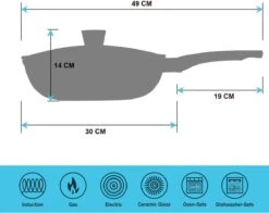 Marble Coating Wokpan Inductie - Met Glazen Deksel - Zwart - 30 Cm 12 Marble Coating Wokpan Inductie - Met Glazen Deksel - Zwart - 30 Cm -Tefal Shop 1200x952