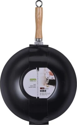 Excellent Houseware Wok Ø30cm Non Stick Zwart Houten Handvat 30 Cm - Pan - Koken - Eten - Keuken -Tefal Shop 738x1200