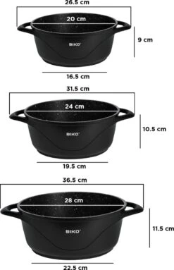 BIKO - Smile Pannen 8 Delige Pannenset - Braadpan - Zwart -Tefal Shop 774x1200