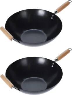 Wok Carbon Staal Ø35cm Houten Handgreep Wokpannen -Tefal Shop 907x1200