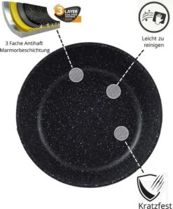 Cheffinger Pannenset - 10 Delig - Marmeren Coating - Inductie - Met Glazen Deksels - Zwart -Tefal Shop 993x1200
